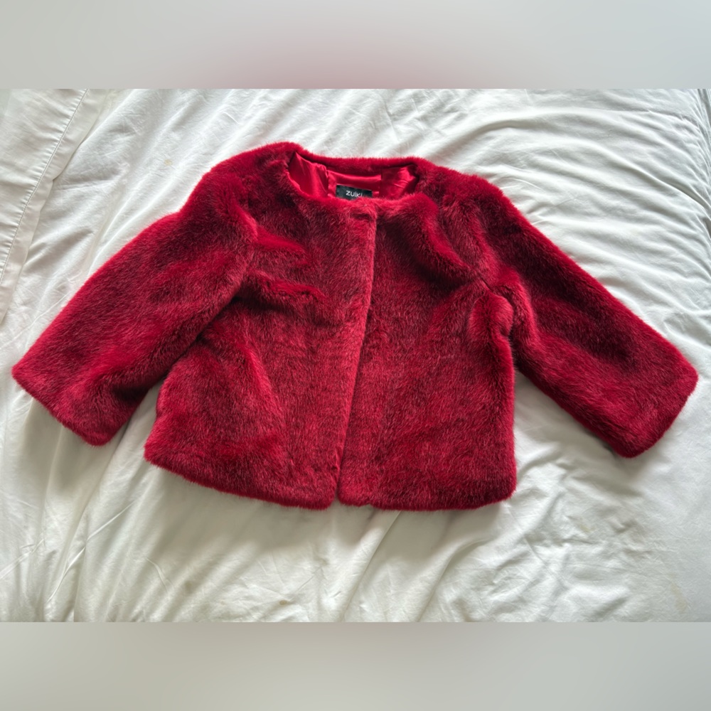 Luxurious Red Faux Fur Cape